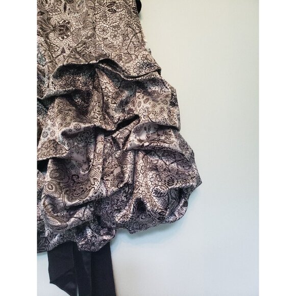 Ruby Rox Juniors 5 Prom Club Bubble Dress Strapless Black Silver Sash Sleeveless - Picture 3 of 5